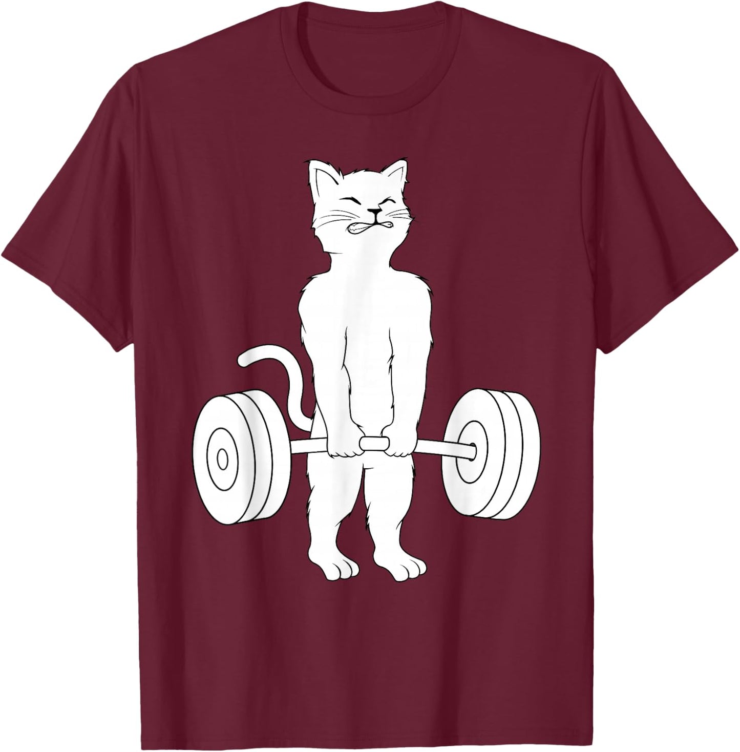 Cat Deadlift Shirt Powerlifting Kitty Weightlifting Cat T-Shirt - T-Shirt | Maroon