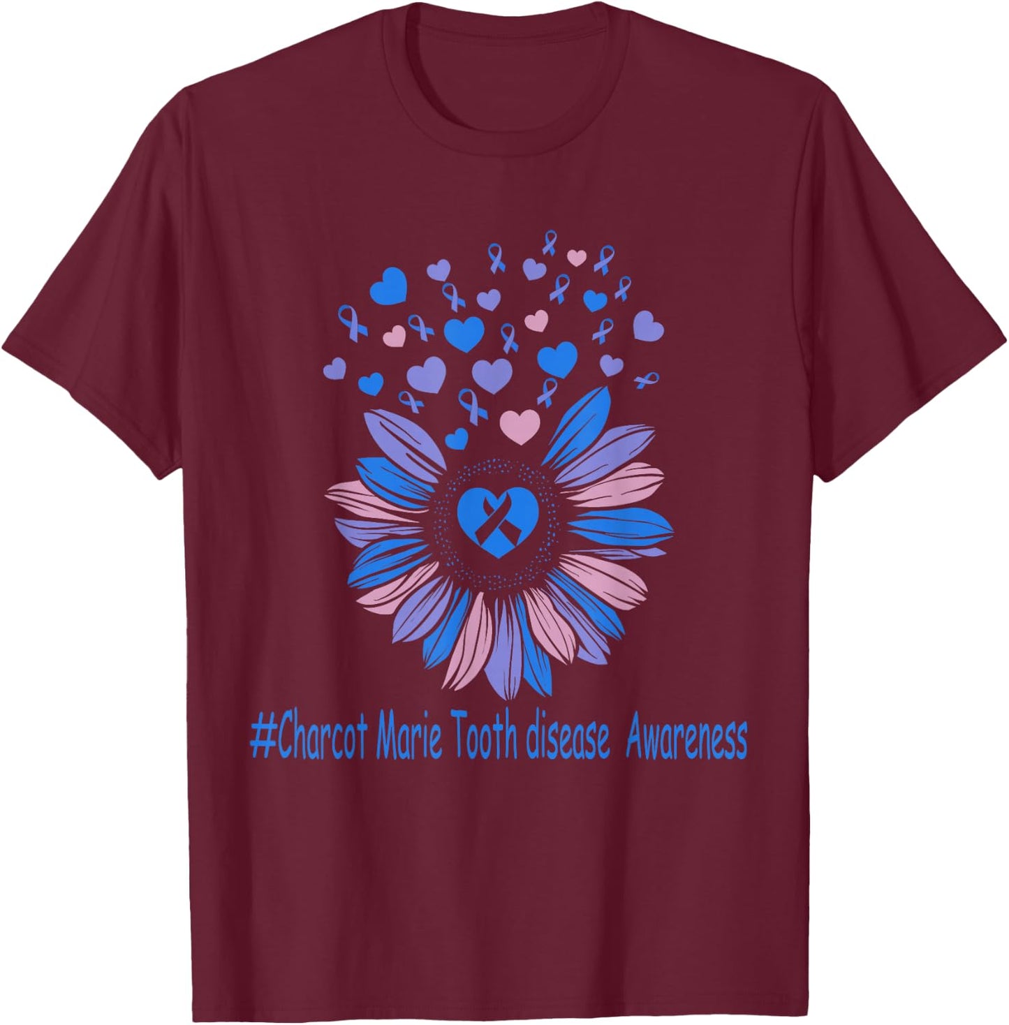 charcot marie tooth disease Awareness Sunflower T-Shirt - T-Shirt | Maroon