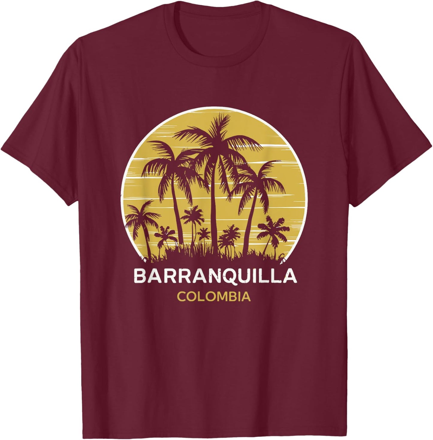 Colombia Barranquilla Design Women's Classic Fit Black Short Sleeve - Small T-Shirt - T-Shirt | Maroon