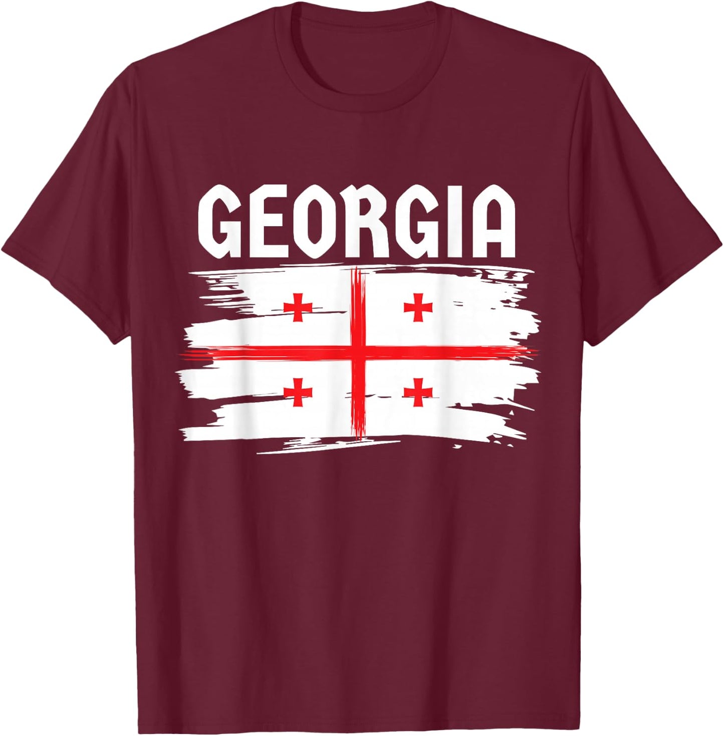 Georgia Country Flag, Georgian T-Shirt - T-Shirt | Maroon