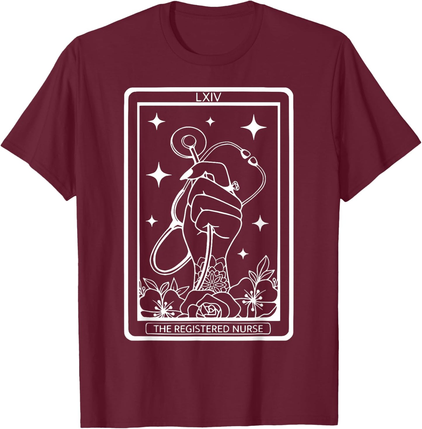 The Registered Nurse Tarot Card RN Stethoscope Witchy Nurse T-Shirt - T-Shirt | Maroon