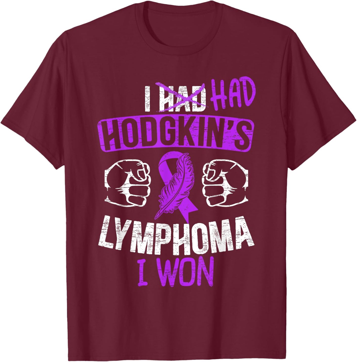 Hodgkin Lymphoma Awareness SteMi Apparel -Adults Black Modern Awareness Awareness Ribbon Graphic Cotton Blend Short Sleeve Small T-Shirt - T-Shirt | Maroon