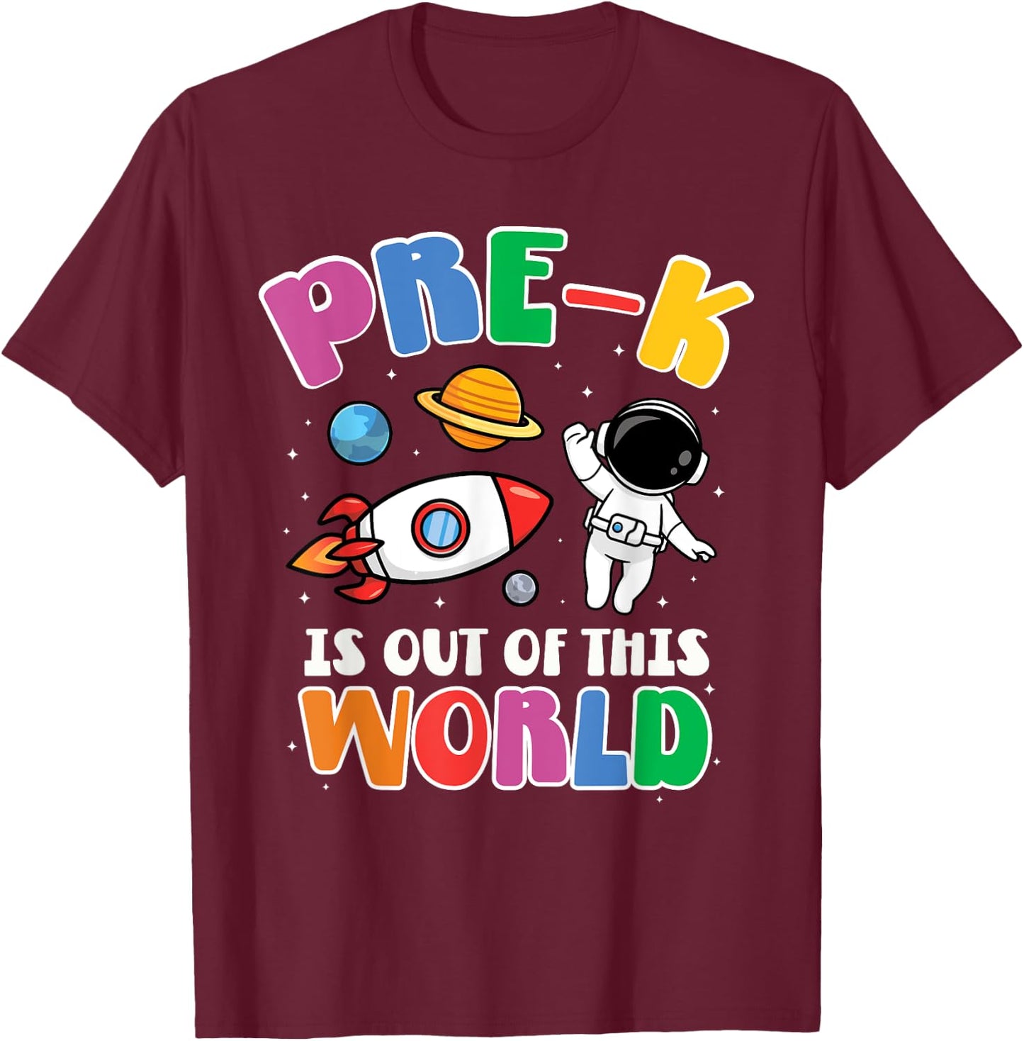 Pre-K Student Teacher Astronaut Space Back To School T-Shirt - T-Shirt | Maroon