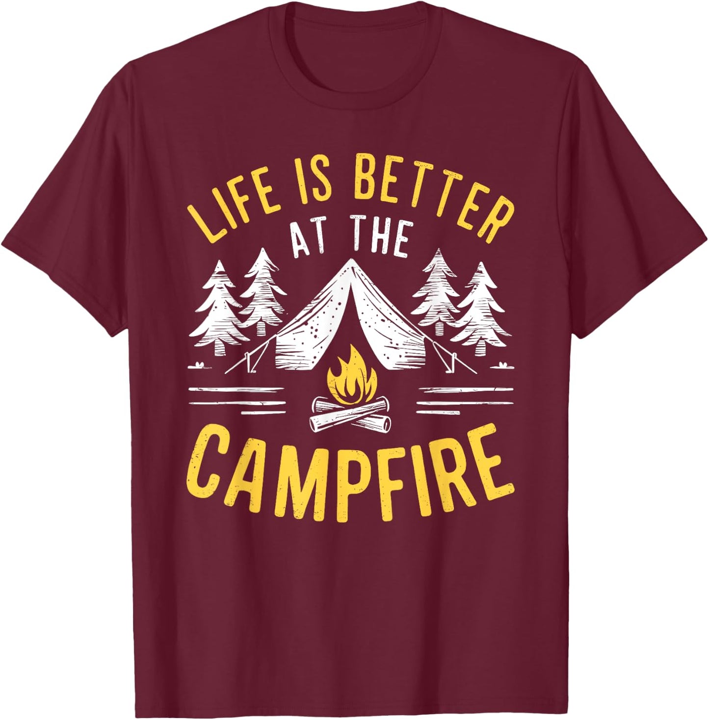 Camping Campfire Outdoor Nature Lover Gift: & T-Shirt - T-Shirt | Maroon