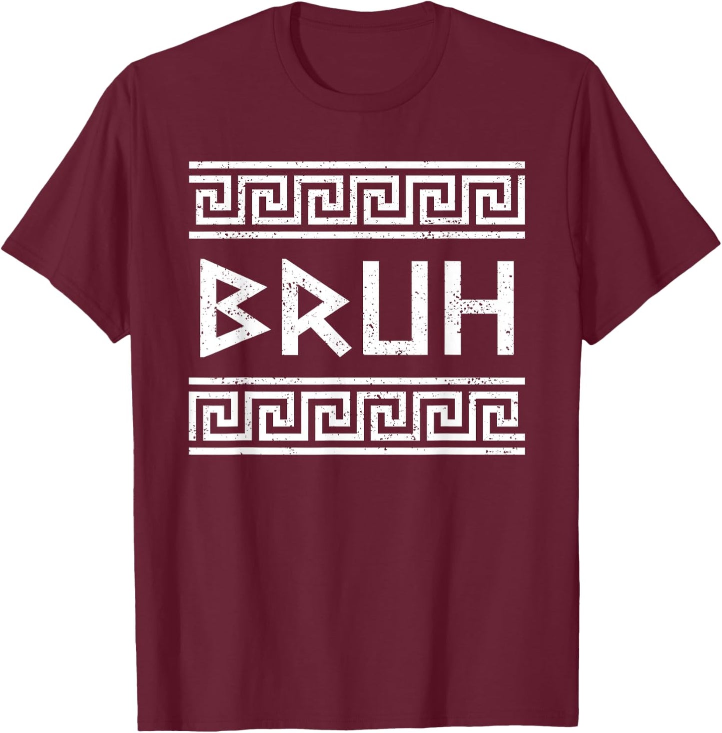 Bruh Greek Pride Greece Flag Greek Party Funny Greek Bruh T-Shirt - T-Shirt | Maroon