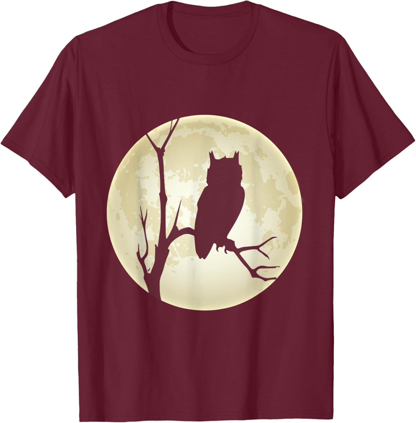 Moon, owl and tree the nocturnal bird in his element T-Shirt - T-Shirt | Maroon