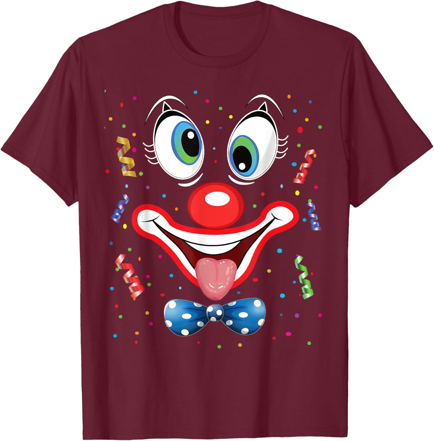 Carnival Clown Face Circus Costume Kids Men Women Carnivals T-Shirt - T-Shirt | Maroon