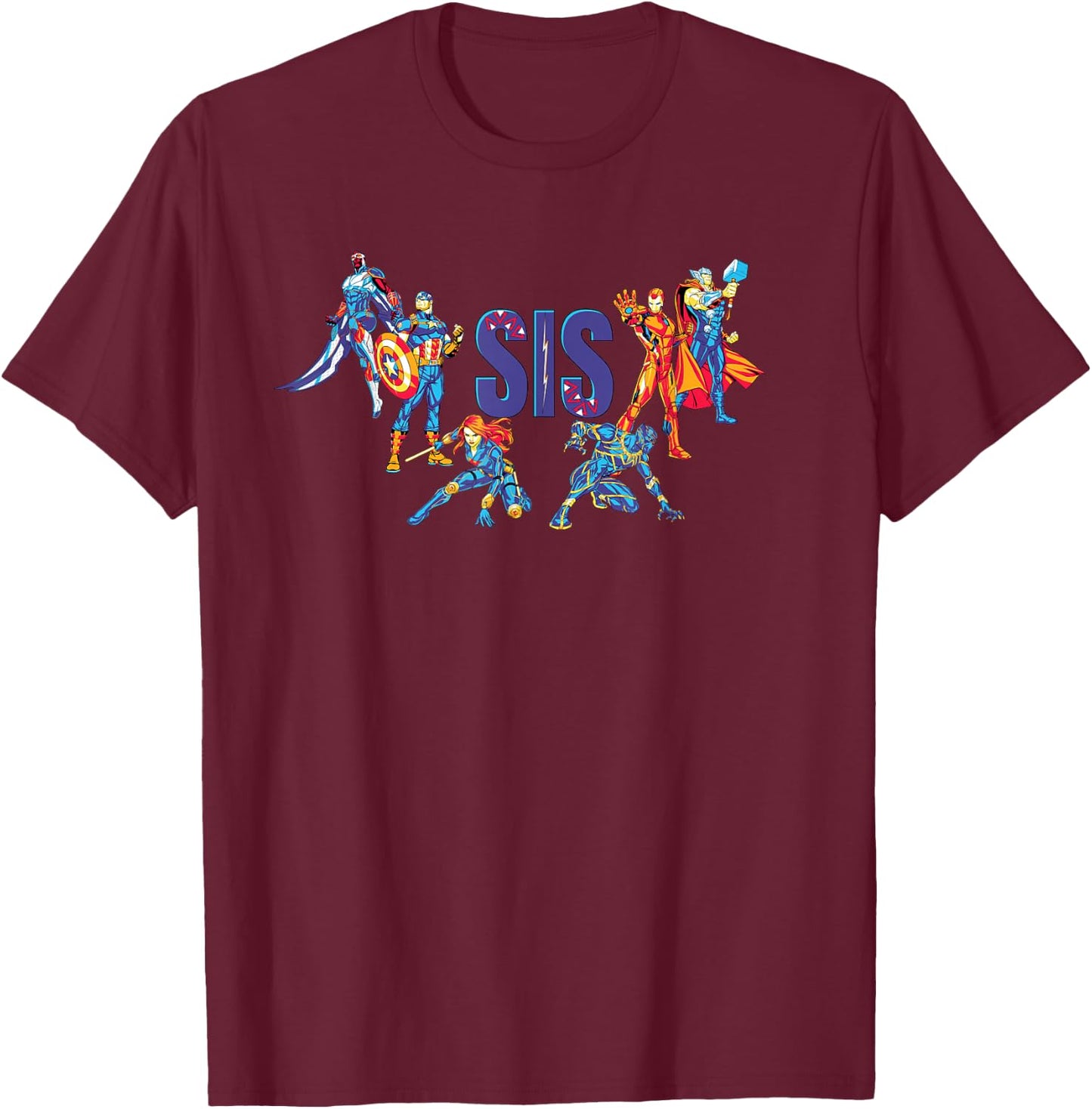 Marvel Super Heroes Avengers Family Vacation Trip Sis T-Shirt - T-Shirt | Maroon