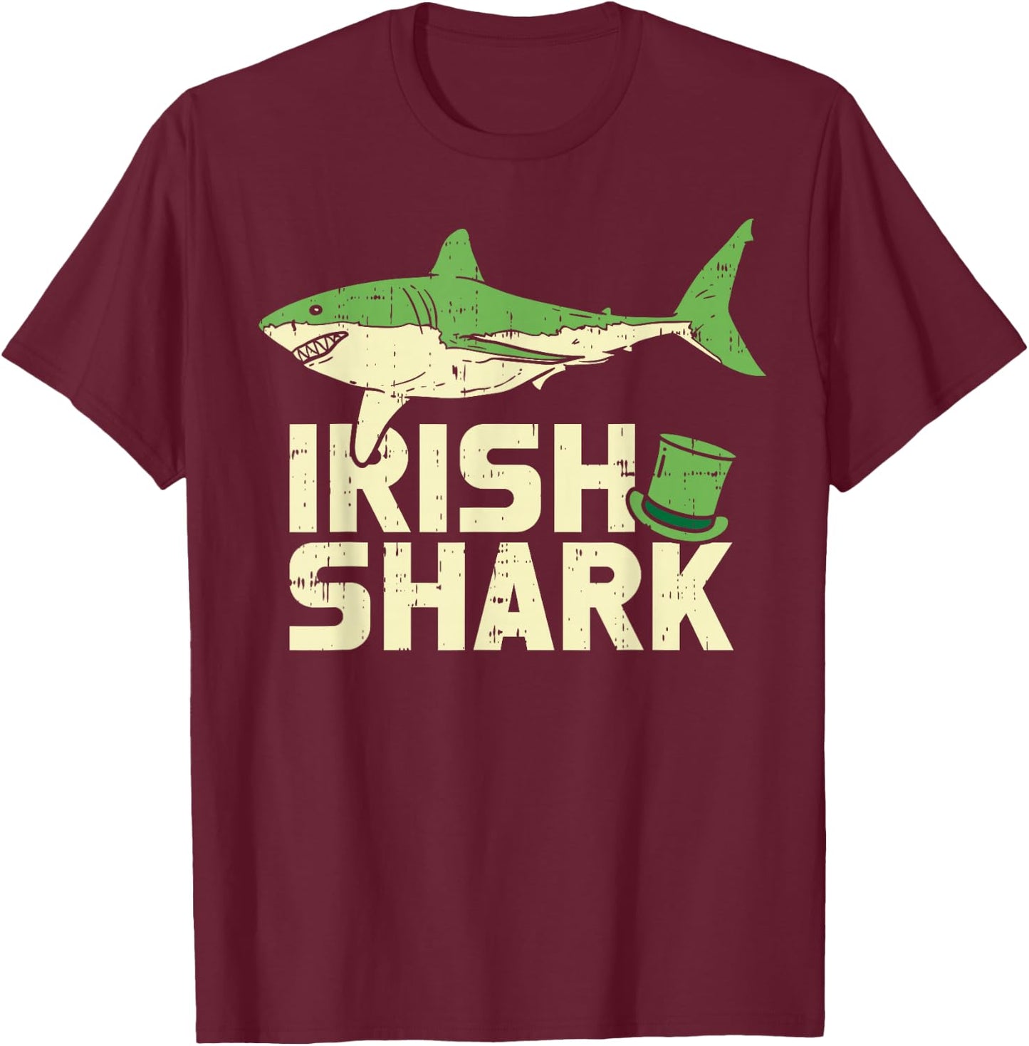 Green Irish Shark Funny St Patricks Day Animal Boys Gift T-Shirt - T-Shirt | Maroon