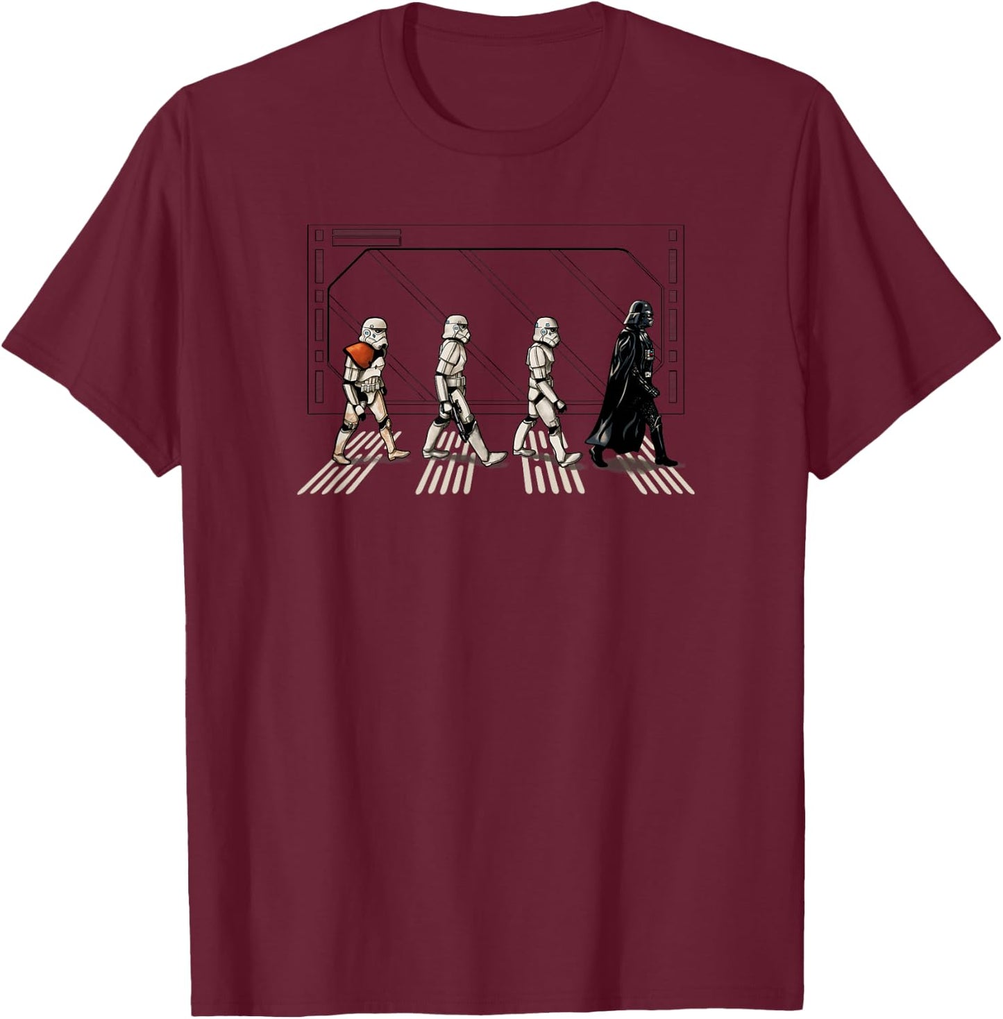 Star Wars Classic Darth Vader & Stormtroopers Abbey Road V3 T-Shirt - T-Shirt | Maroon