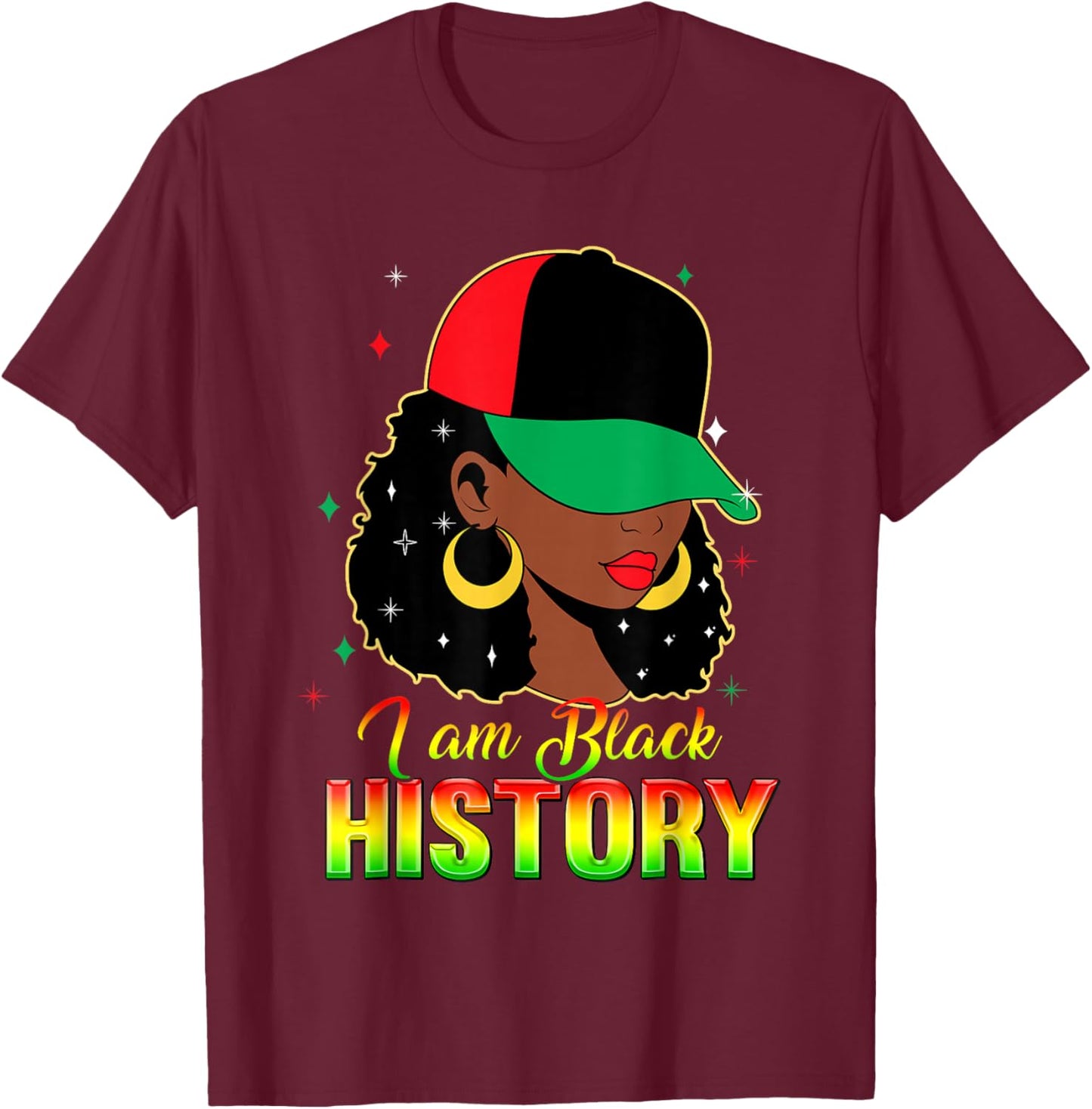 I Am Black History Month Loc'd Girl Black Women Celebration T-Shirt - T-Shirt | Maroon