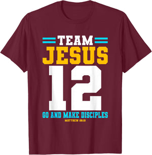 Jesus Baseball Team Jesus Christian Matthew 28:19 Verse T-Shirt - T-Shirt | Maroon