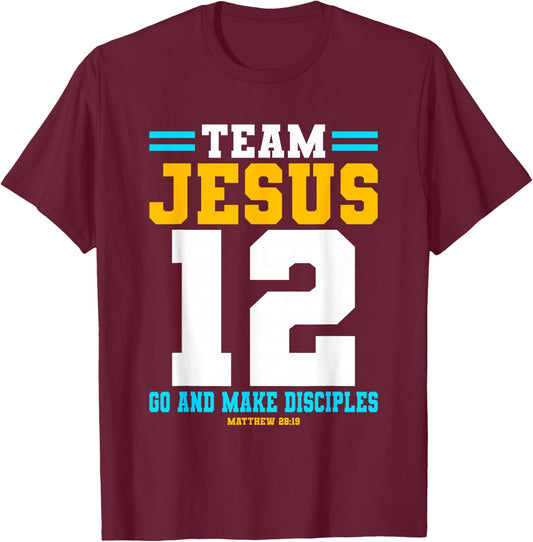Jesus Baseball Team Jesus Christian Matthew 28:19 Verse T-Shirt - T-Shirt | Maroon