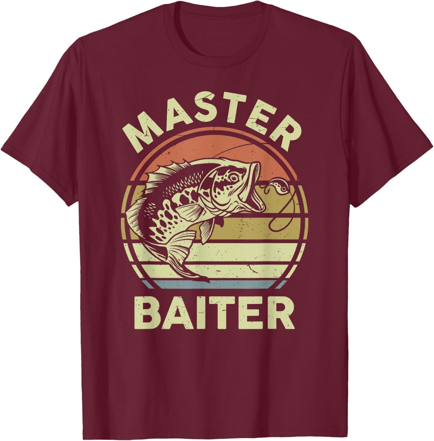 Fishing-Shirt Master-Baiter Funny Dad Grandpa T-Shirt - T-Shirt | Maroon