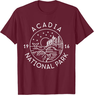 Acadia National Park 1916 Maine Bar Harbor T-Shirt - T-Shirt | Maroon