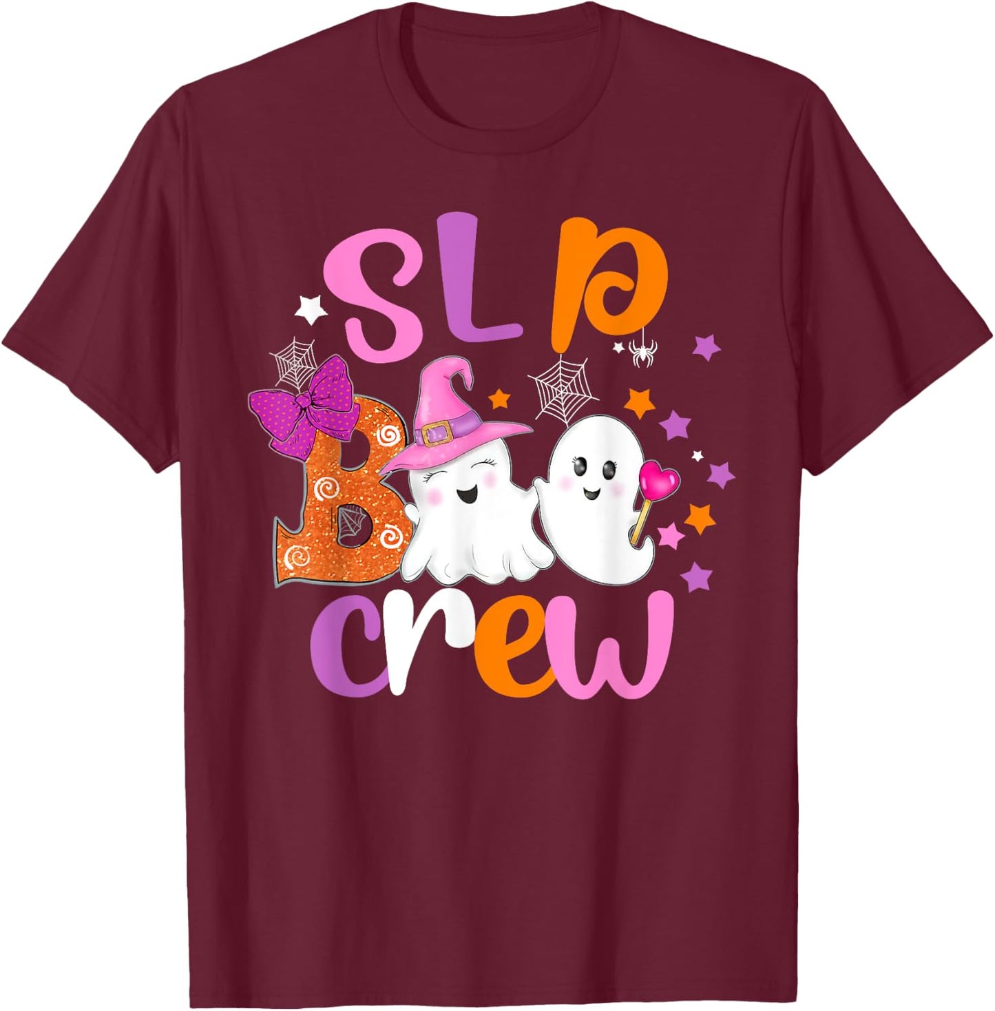SLP Boo Crew Halloween Speech Therapy shirt SLP Halloween T-Shirt - T-Shirt | Maroon