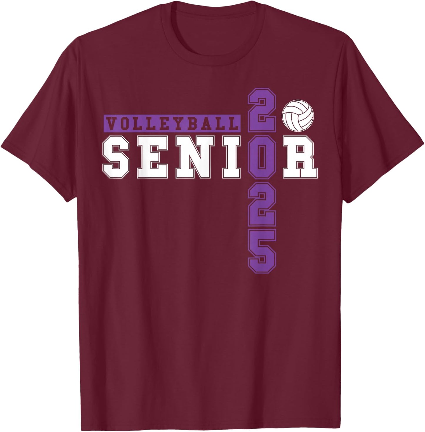 Volleyball Senior Night Volleyball Senior 2025 Graduation 26 T-Shirt - T-Shirt | Maroon