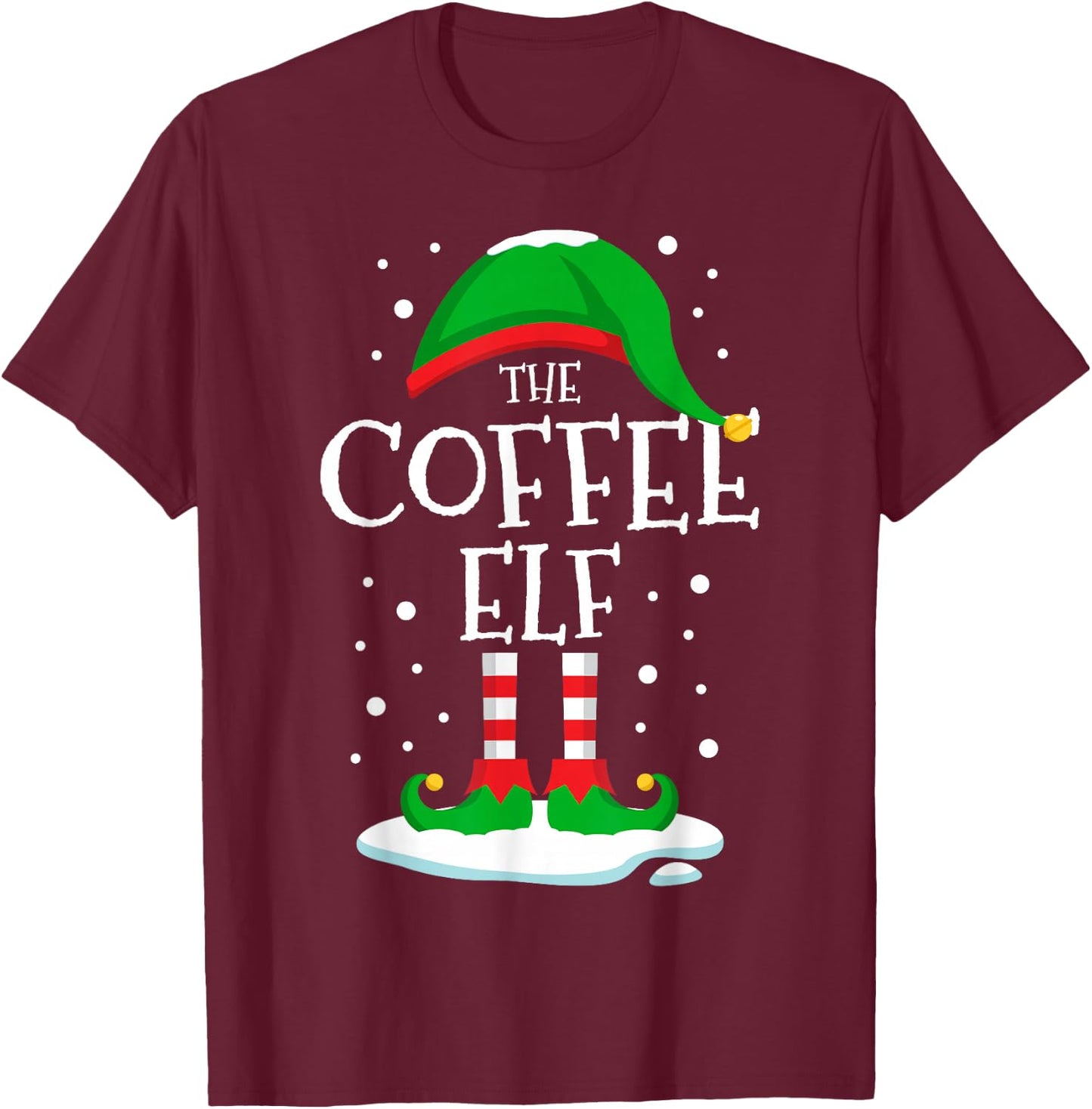 The Coffee Elf Christmas Family Matching Xmas Group Funny T-Shirt - T-Shirt | Maroon
