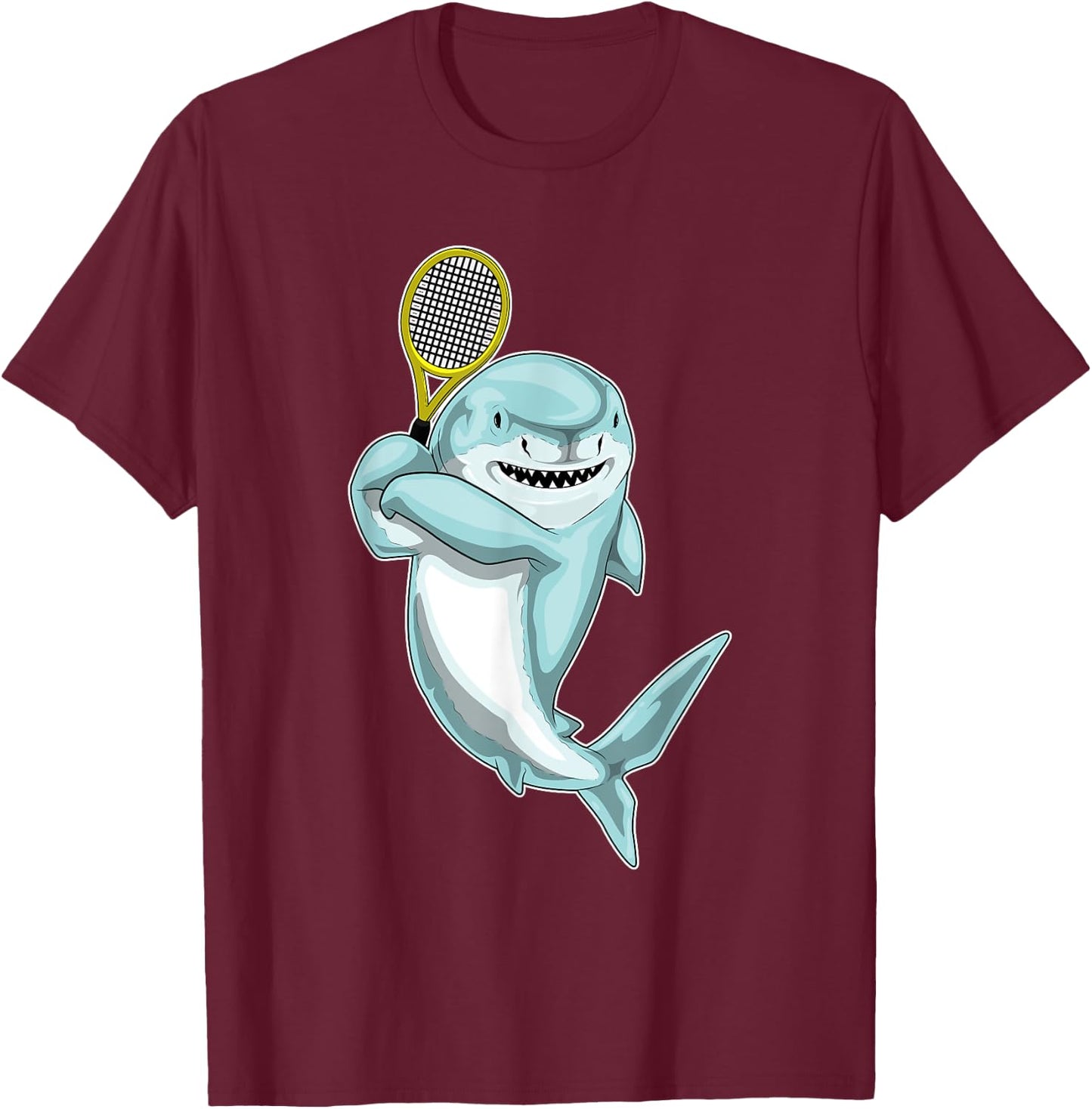 Shark Tennis Tennis racket Sports T-Shirt - T-Shirt | Maroon