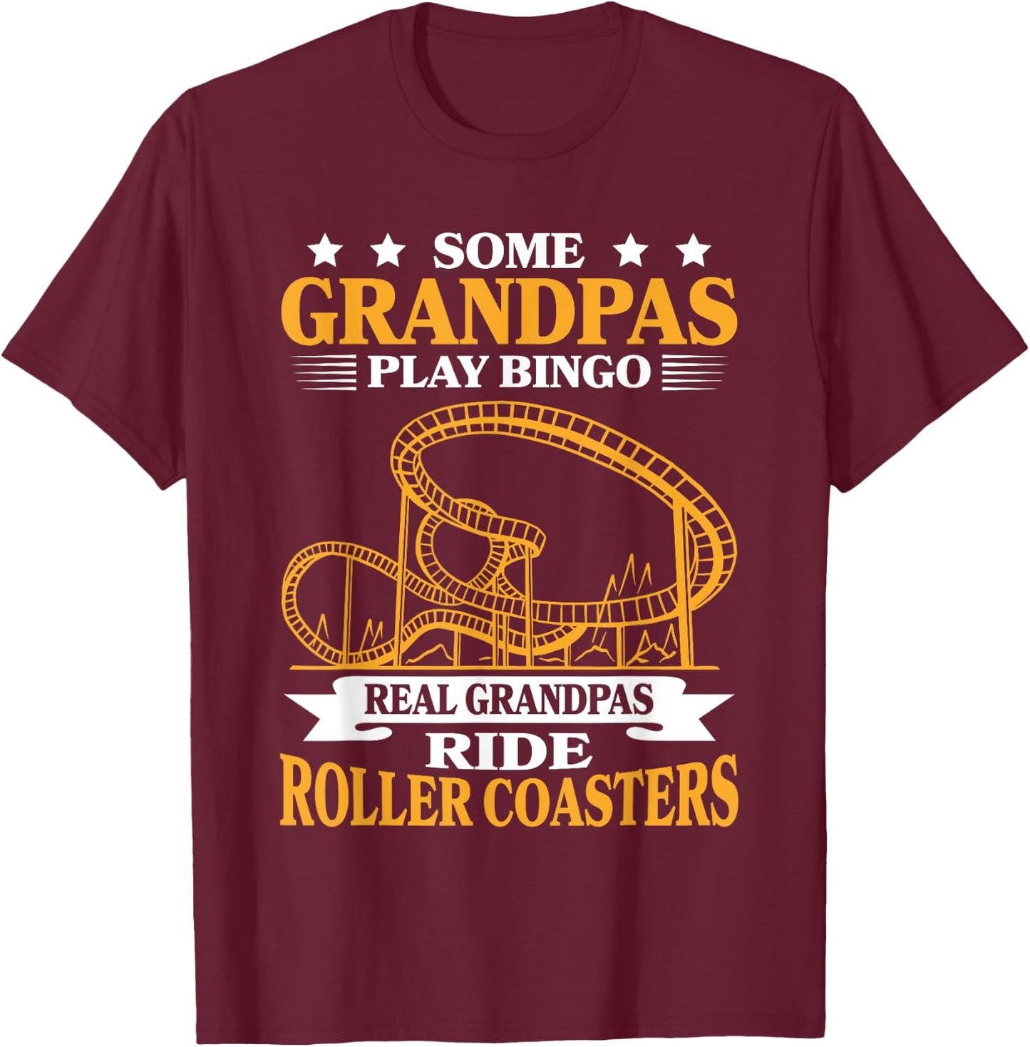 Grandfather Theme Park Amusement Park Grandpa Roller Coaster T-Shirt - T-Shirt | Maroon
