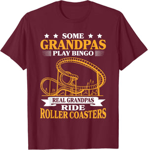 Grandfather Theme Park Amusement Park Grandpa Roller Coaster T-Shirt - T-Shirt | Maroon