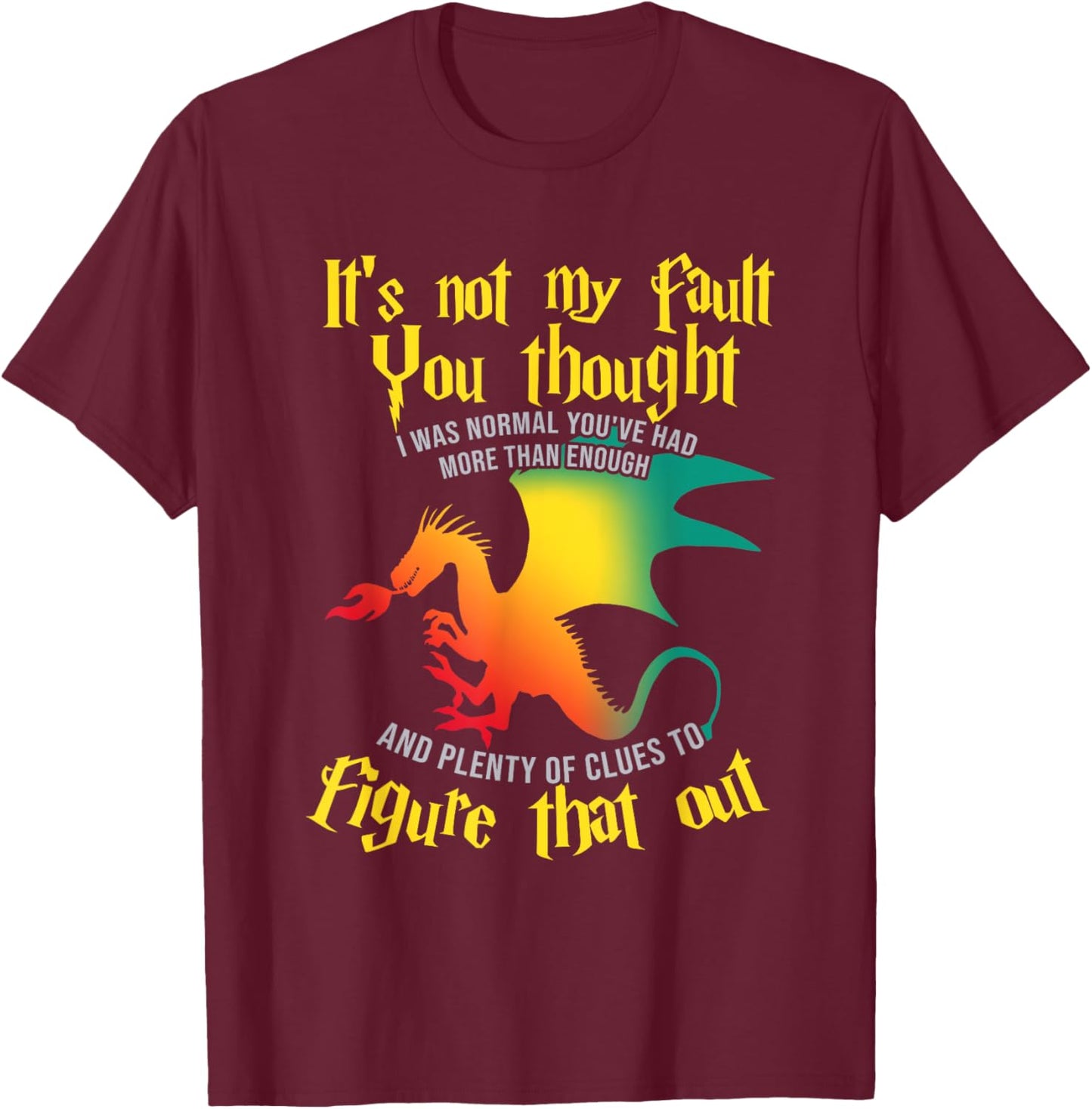 Dragon Shirt Men Myrhical Creature Fantasy Fire T-Shirt - T-Shirt | Maroon