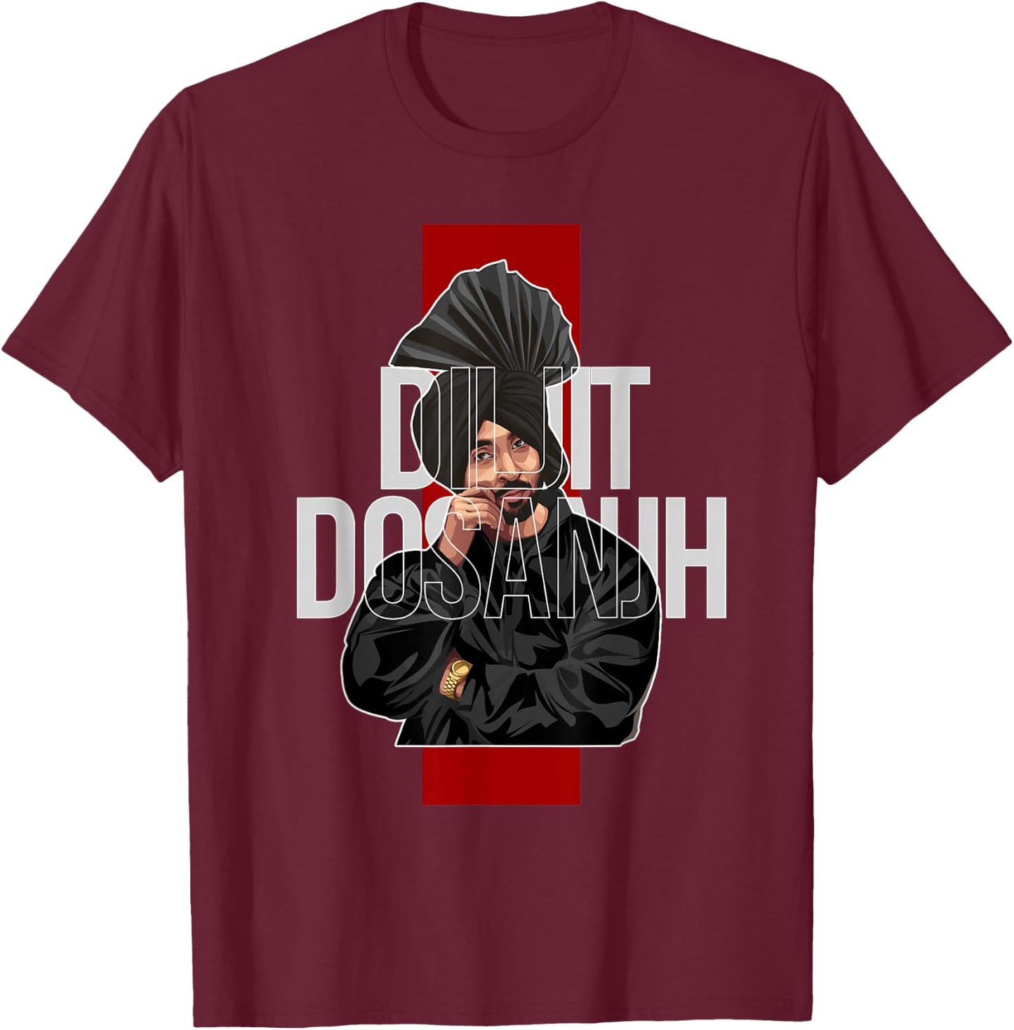 DILJIT DOSANJH | Punjabi Singer | Desi Apparel | Punjabi T-Shirt - T-Shirt | Maroon
