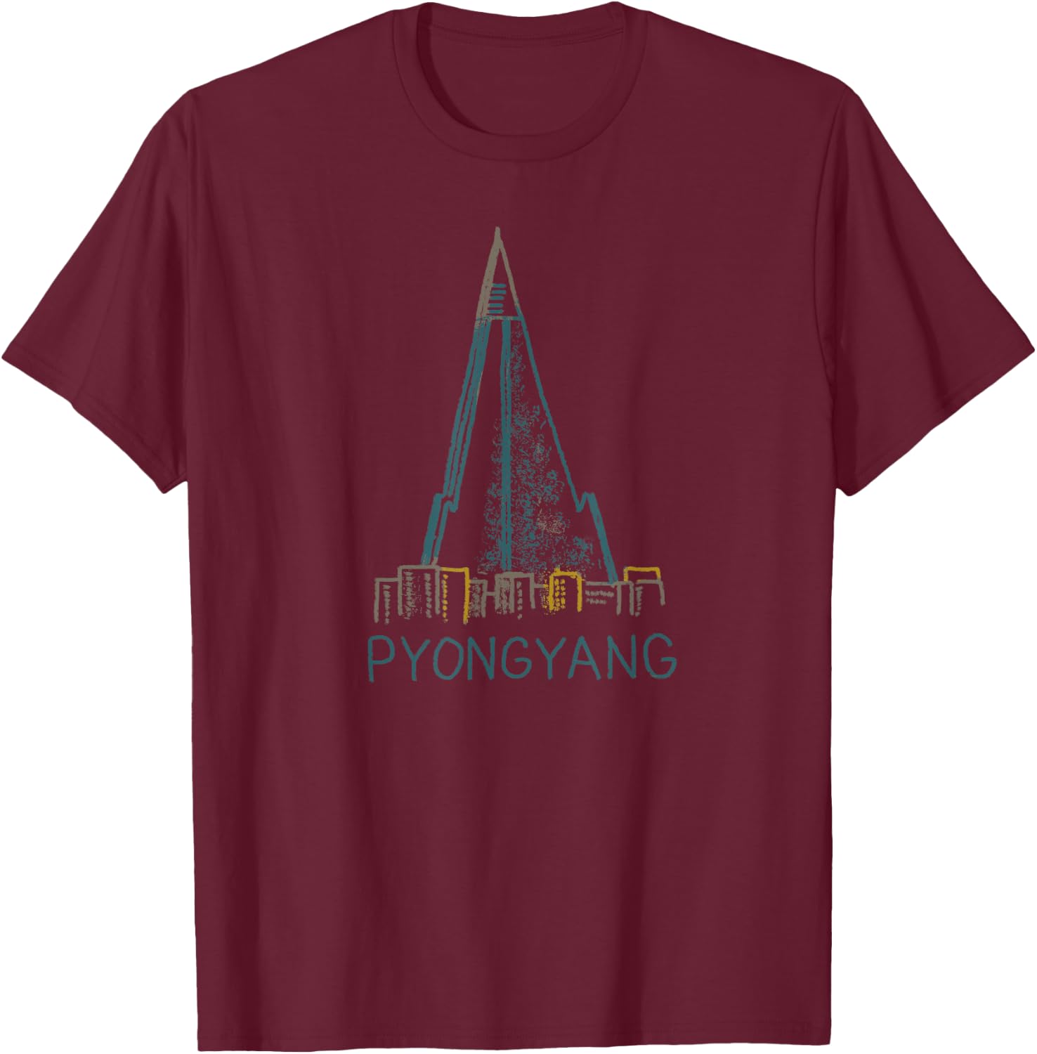 Ryugyong Hotel North Korea Pyongyang T shirt T-Shirt - T-Shirt | Maroon