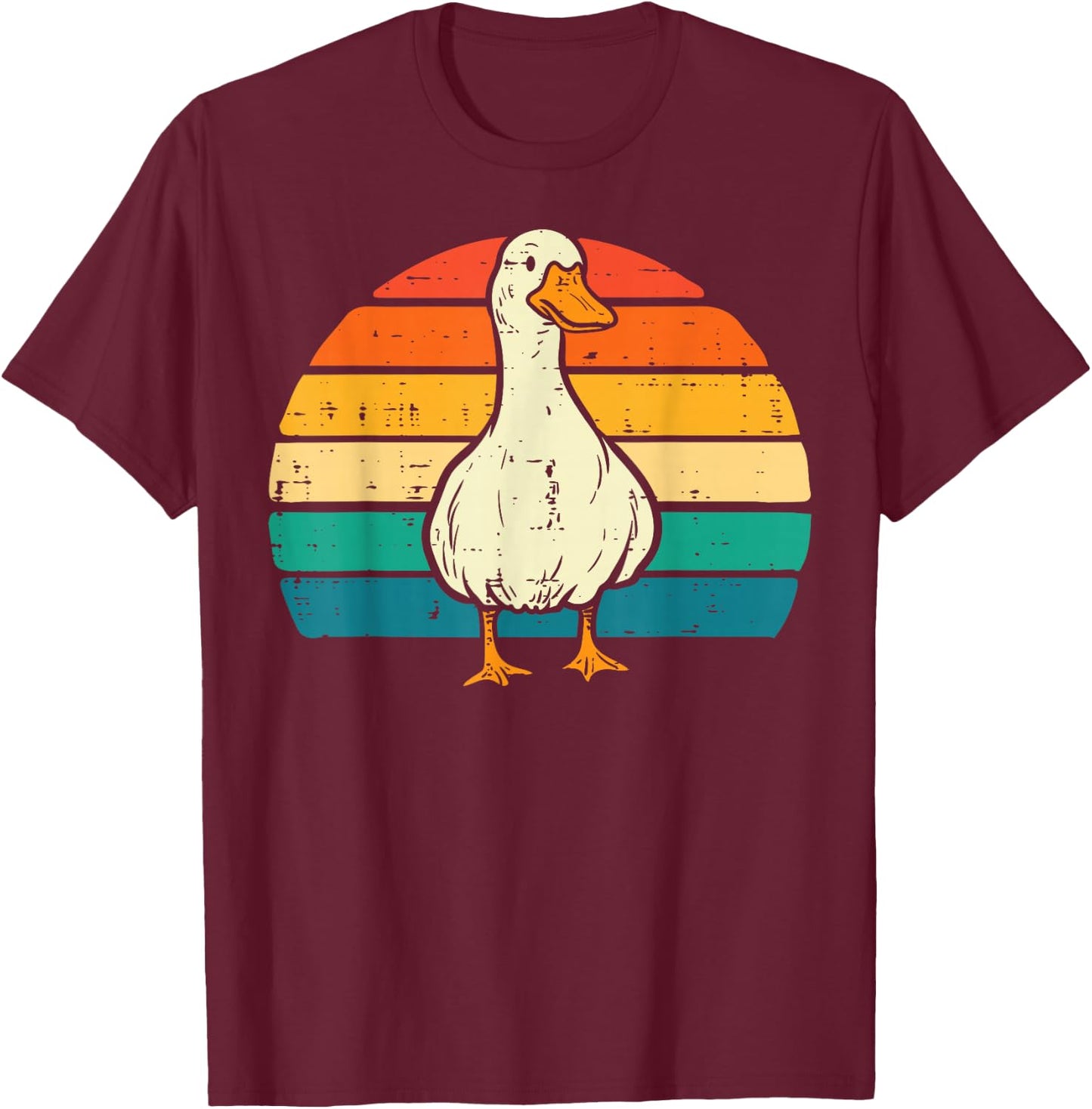 Duck Sunset Retro Goose Farm Animal Farmer Women Men Kids T-Shirt - T-Shirt | Maroon