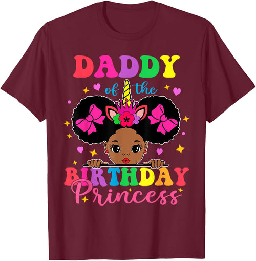 Daddy of The Birthday Girl Princess Afro Melanin Unicorn