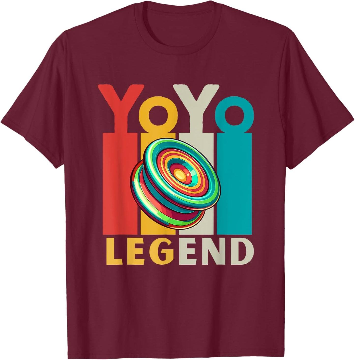 Yo-Yo Player Toy | Vintage Lettering Yoyo Legend T-Shirt - T-Shirt | Maroon