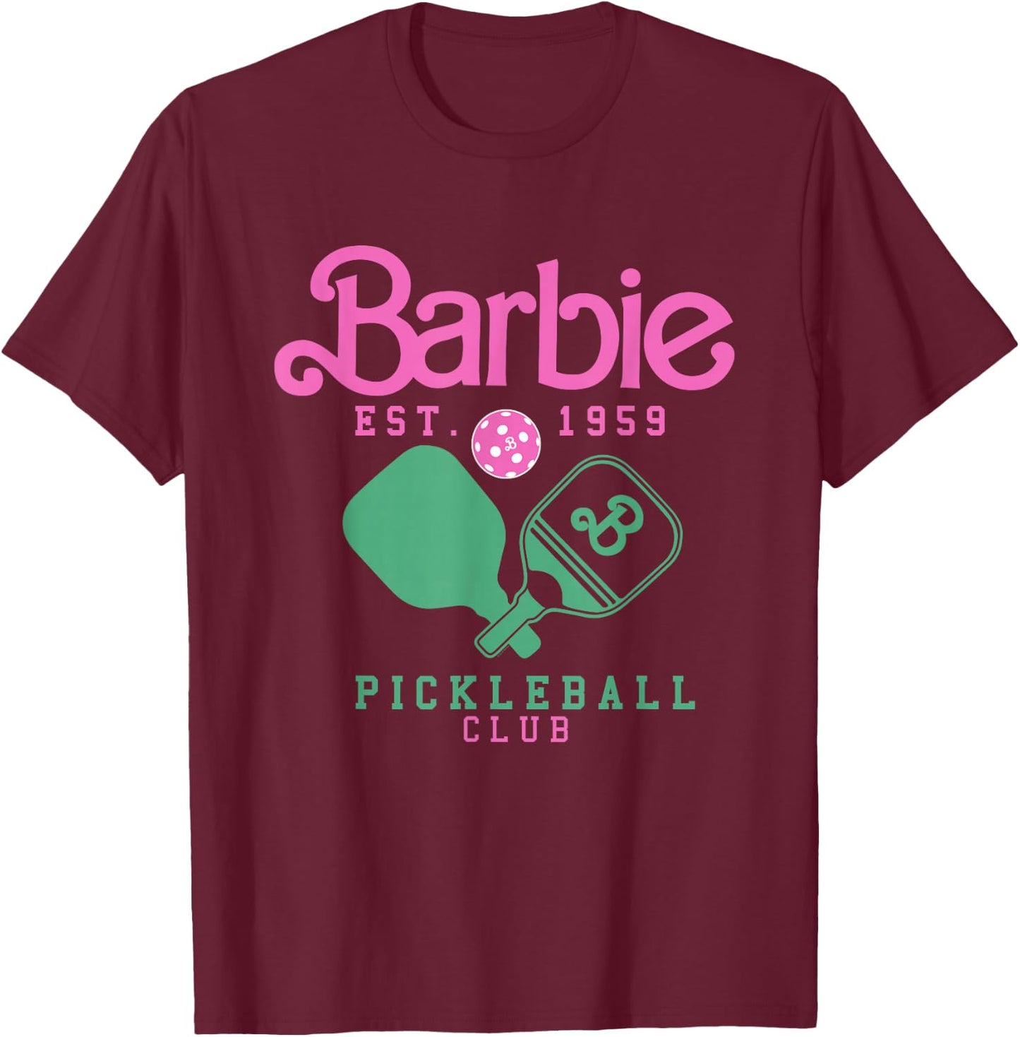 Barbie - Pickleball Club Paddles T-Shirt - T-Shirt | Maroon