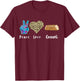 Italy Cannoli Lover Love Peace Italian Food Heart Cannoli T-Shirt - T-Shirt | Maroon