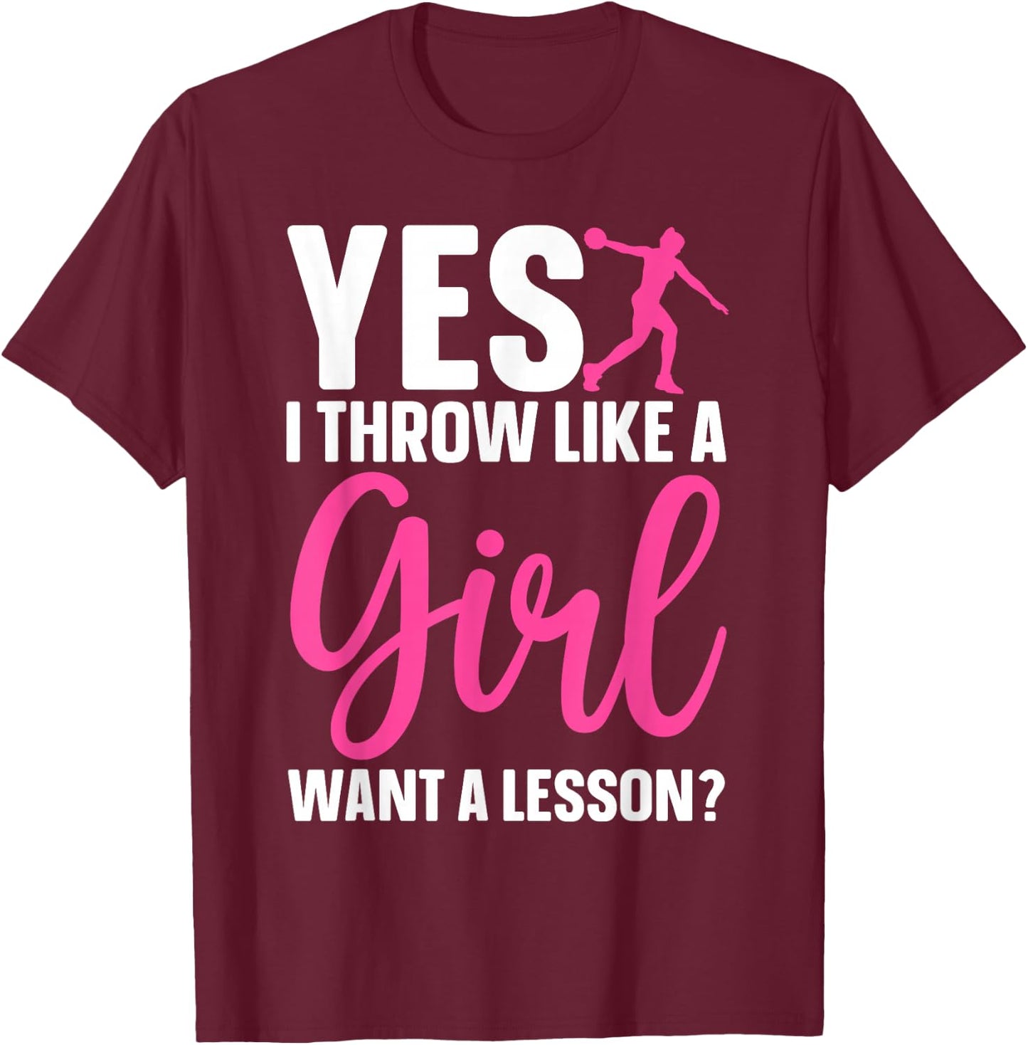 Discus Throwing Art Girls Athletics Discus Thrower T-Shirt - T-Shirt | Maroon