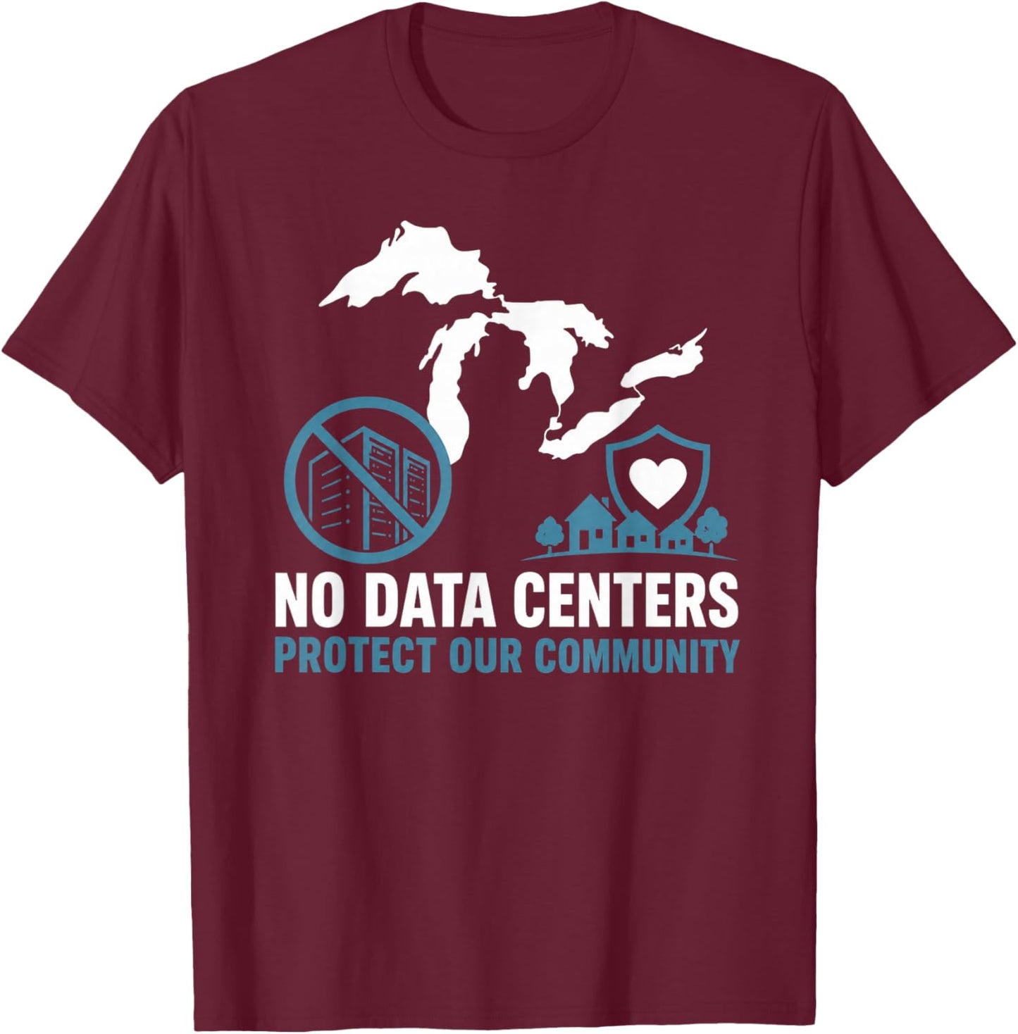 No Data Centers Protect Our Community Retro T-Shirt - T-Shirt | Maroon