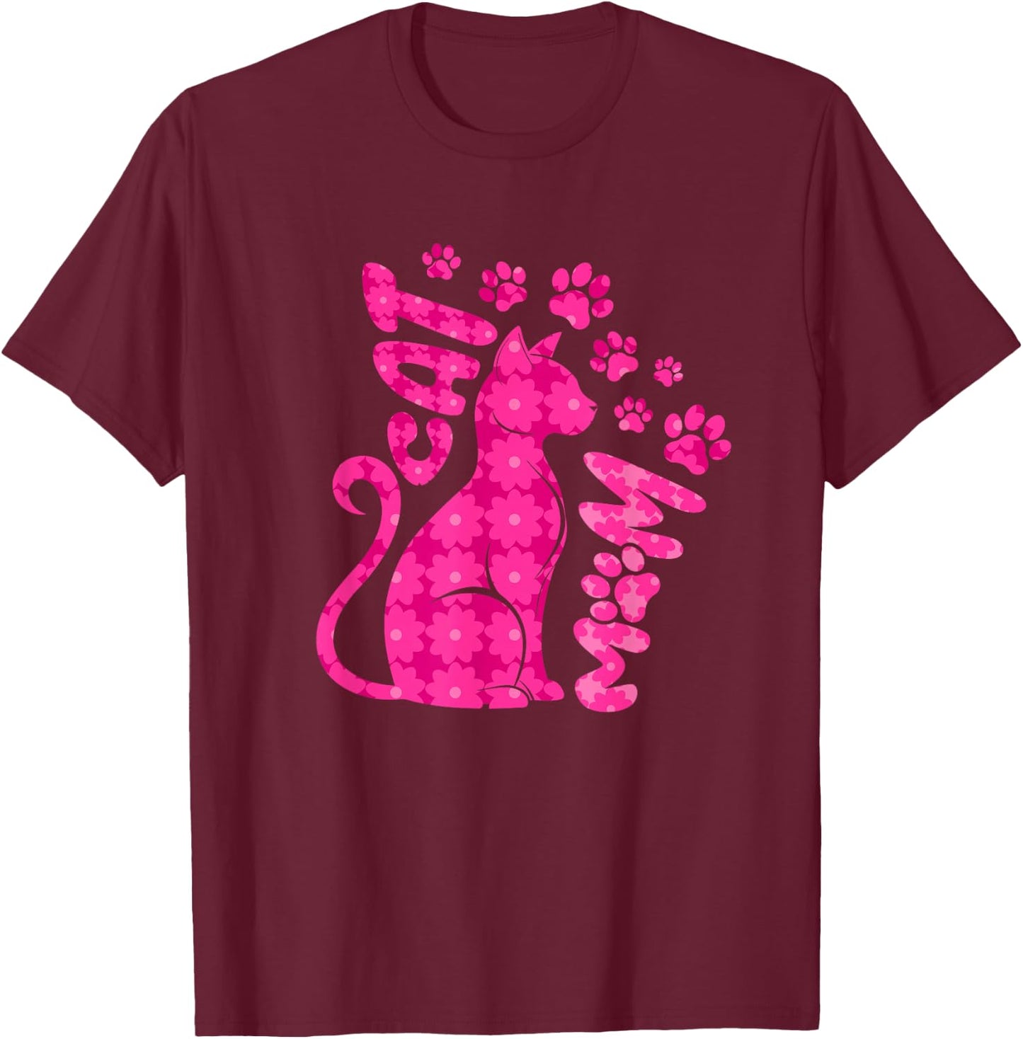 Cat Mom Happy Mothers Day For Cat Lovers Family Matching T-Shirt - T-Shirt | Maroon