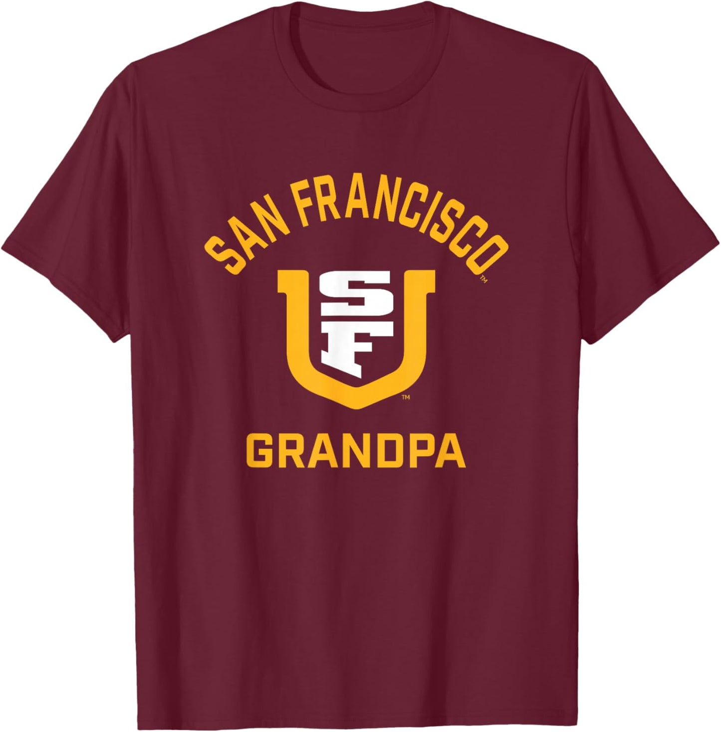 University of San Francisco USF Dons Arched Grandpa T-Shirt - T-Shirt | Maroon