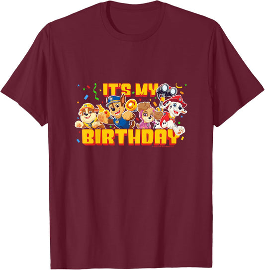 PAW Patrol Birthday It's My Birthday Cute Group Logo T-Shirt - T-Shirt | Maroon