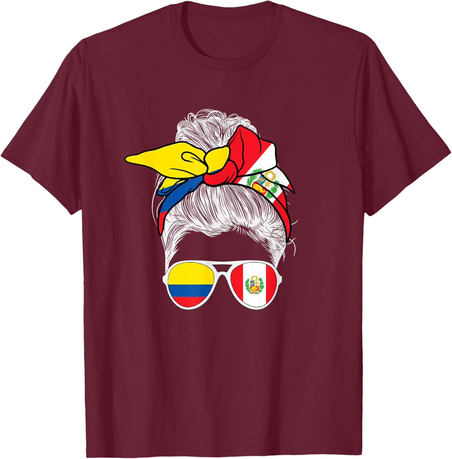 Peru Colombia Flag Hispanic Herritage Peruvian Colombia Girl T-Shirt - T-Shirt | Maroon