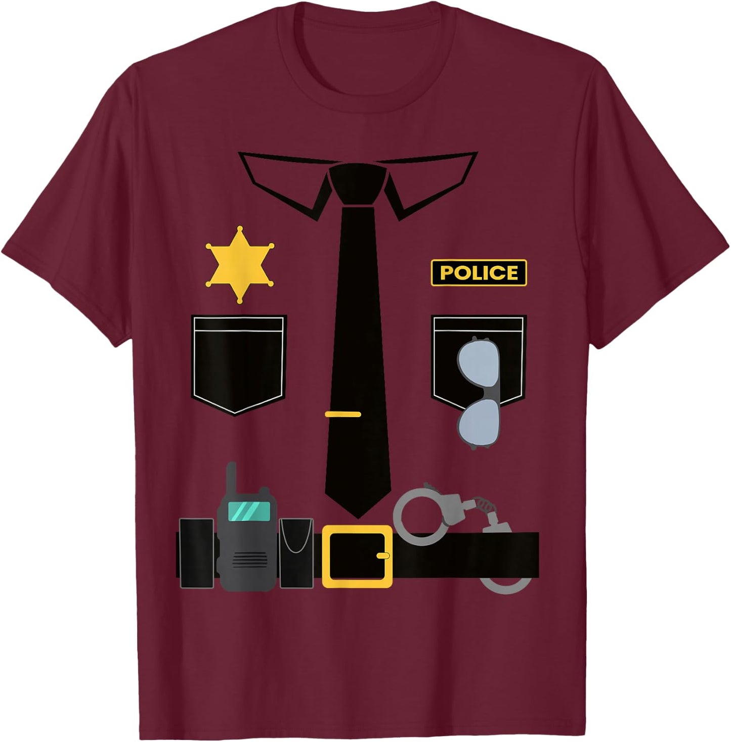 Police Costume For Kids Halloween Humor Law Enforcement T-Shirt - T-Shirt | Maroon