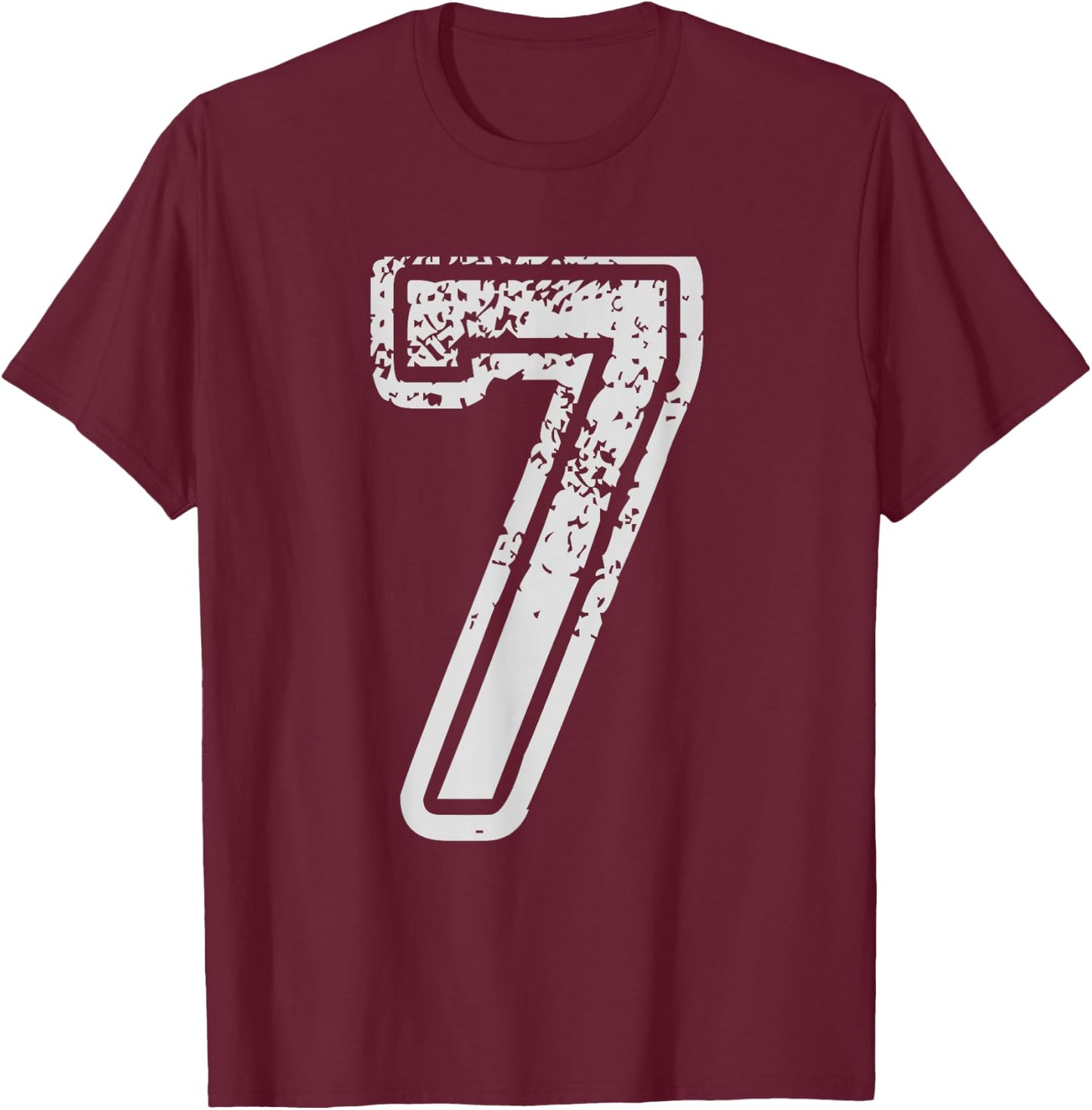 Team Jersey Uniforms Number 7 seven School Sports Birthdays T-Shirt - T-Shirt | Maroon