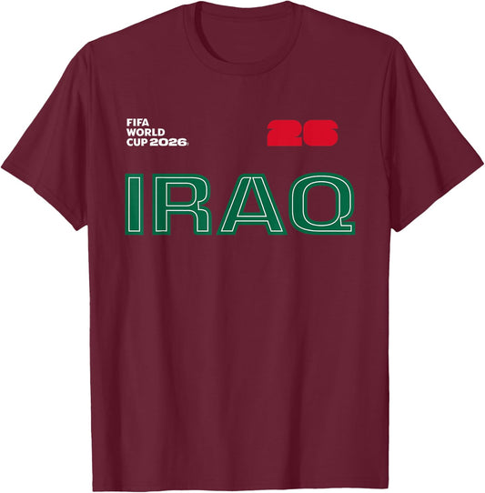 FIFA World CUP26 Iraq Outline Graphic T-Shirt - T-Shirt | Maroon