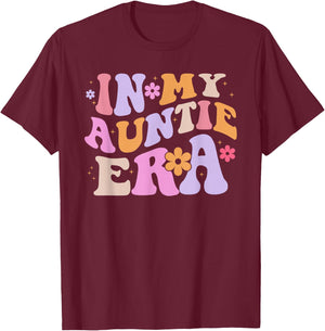 In My Auntie Era Retro Groovy for Cute Aunt Life Mothers Day T-Shirt - T-Shirt | Maroon