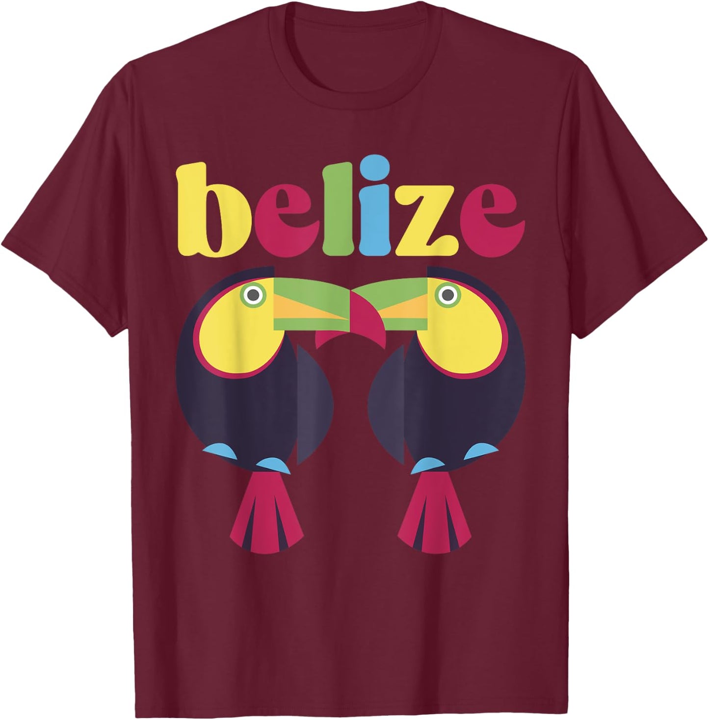 Belize Souvenir Toucan Tropical Birds T-Shirt - T-Shirt | Maroon