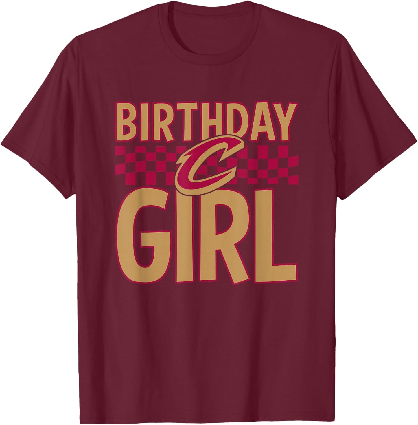 NBA Cleveland Cavaliers Birthday Girl Checkered Logo T-Shirt - T-Shirt | Maroon
