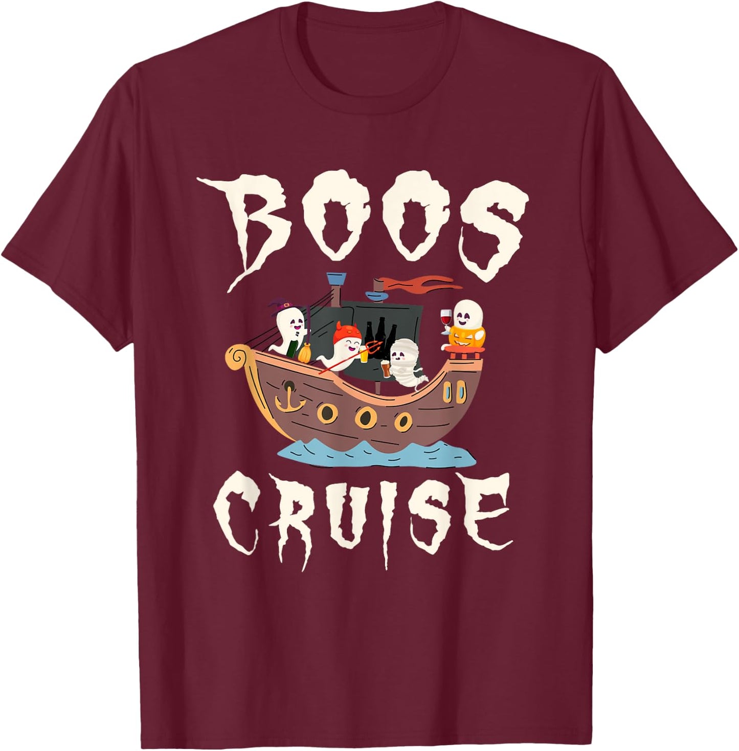 Halloween Party Wine Beer Drinking Boos Cruise T-Shirt - T-Shirt | Maroon