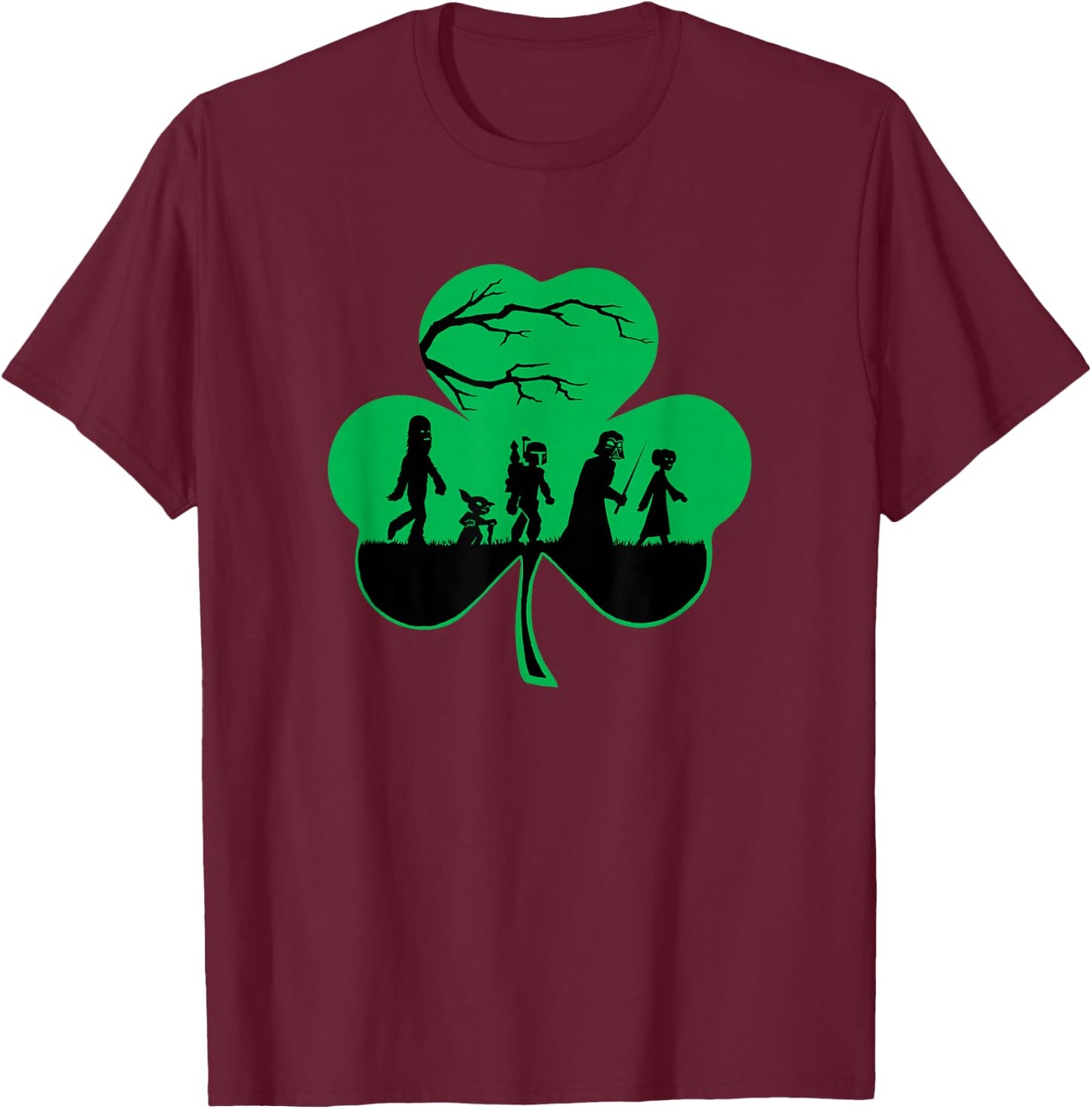 Star Wars Characters Silhouettes Shamrock St. Patrick's Day T-Shirt - T-Shirt | Maroon
