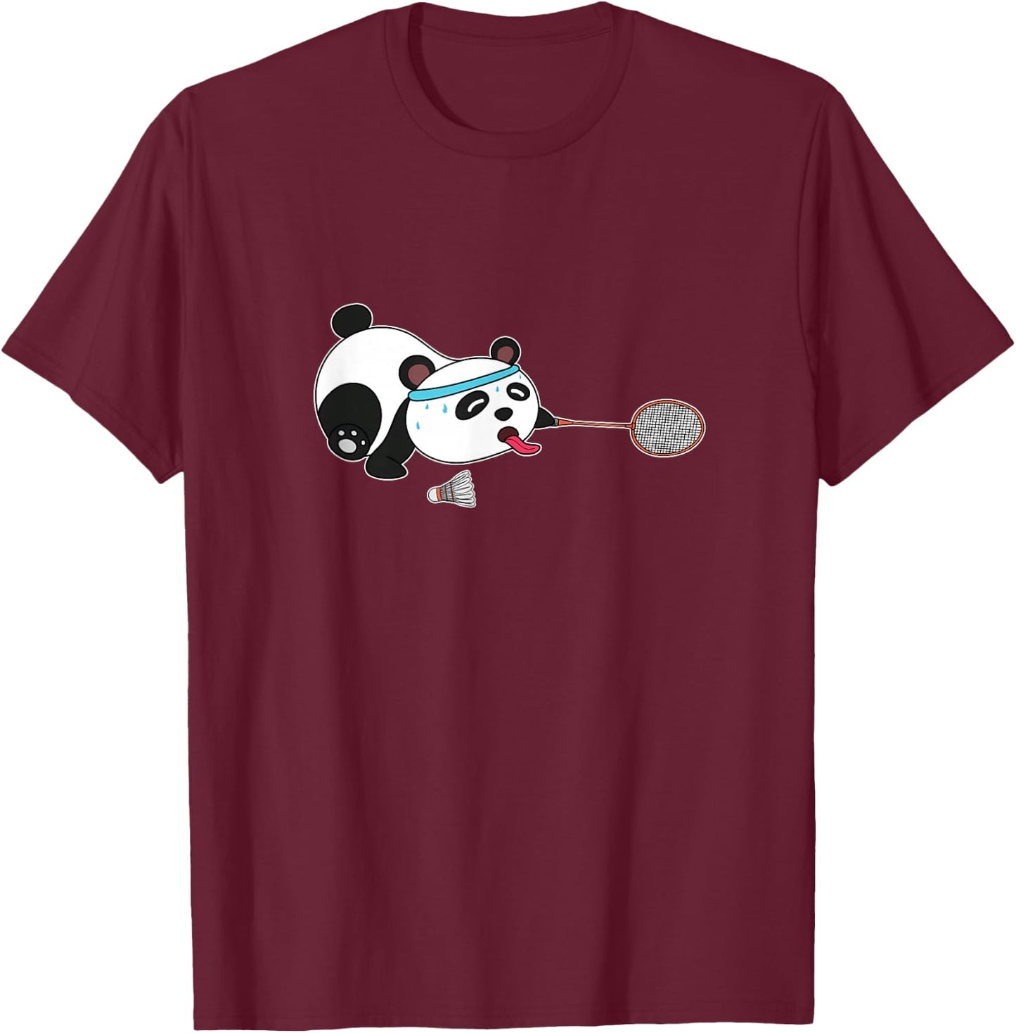 Panda Animals Badminton Shuttlecocks T-Shirt - T-Shirt | Maroon