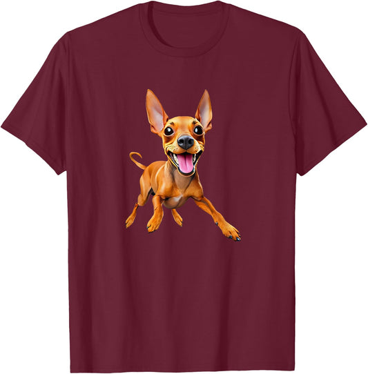 Minpin miniature pinscher min pin puppy dog dad mom kids pet T-Shirt - T-Shirt | Maroon