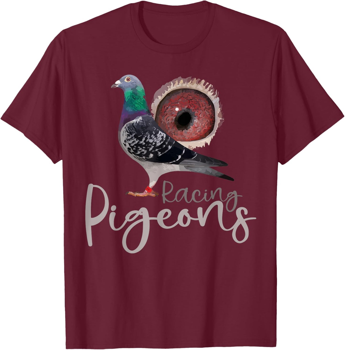 Funny Racing Pigeons of the World or Pigeons Racing , Small, Black T-Shirt - T-Shirt | Maroon